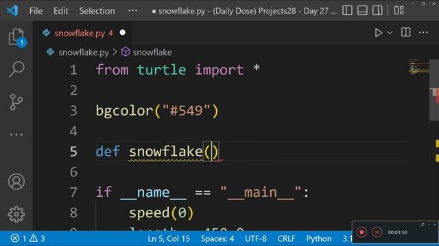 Python projects 28 Day 27 snowflake graphical program
