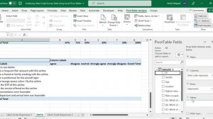 Analyze and chart Agree/Disagree Likert scale survey data using Pivot Table