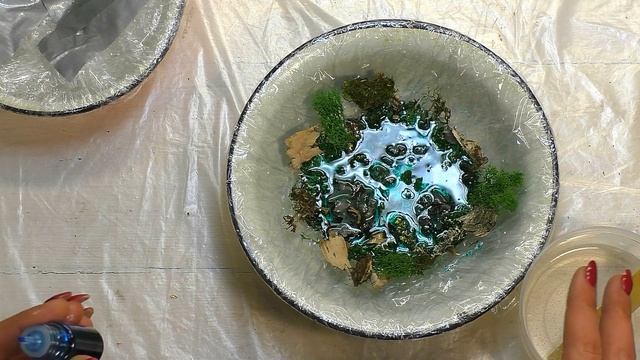 ТАРЕЛКА С МХОМ И ЛИШАЙНИКОМ из эпоксидной смолы. смотреть онлайн