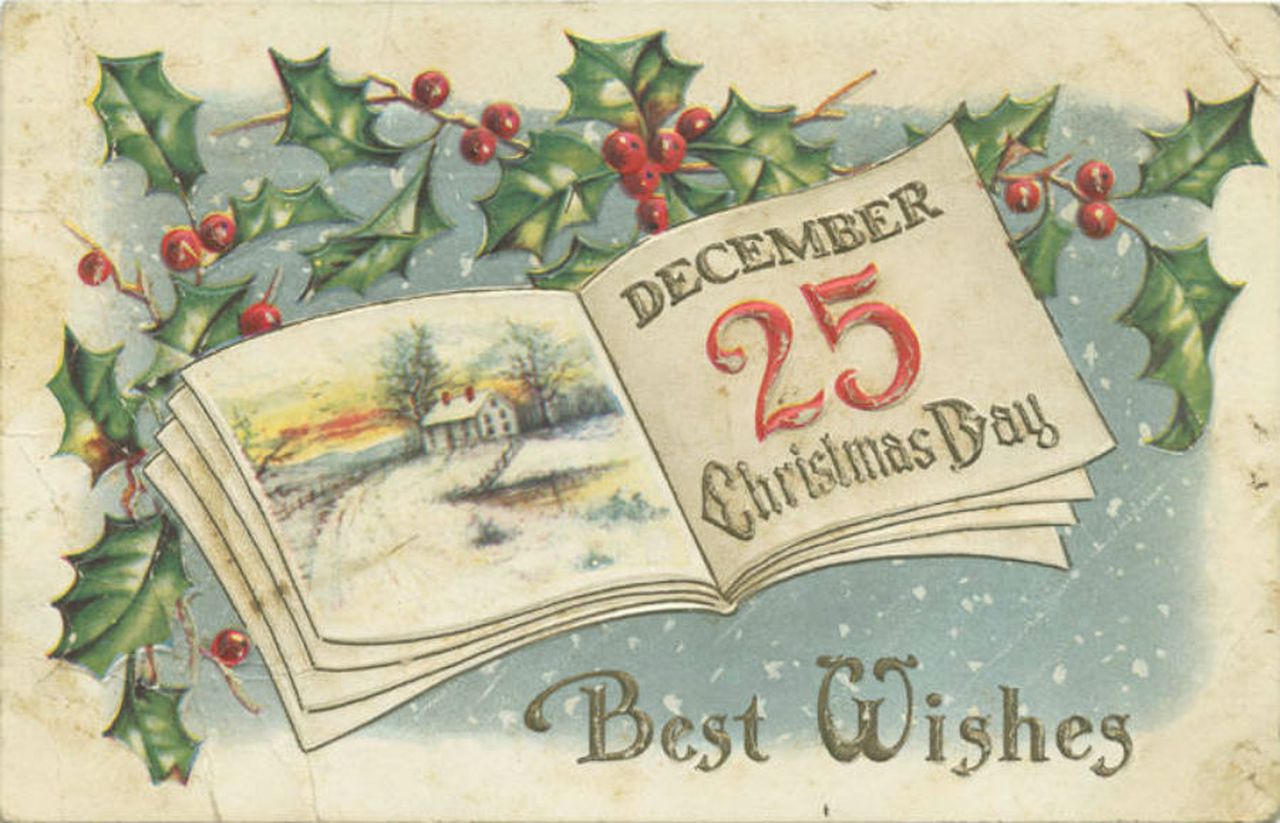 Рождественская открытка 25 декабря