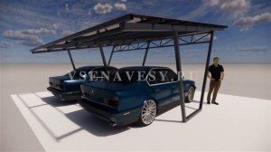 Навес для  2-х автомобилей металлический с односкатной кровлей