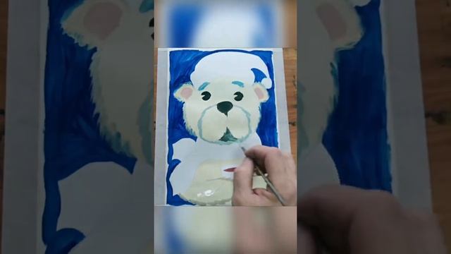 КАК НАРИСОВАТЬ БЕЛОГО МИШКУ ГУАШЬЮ /gouache drawing #Shorts