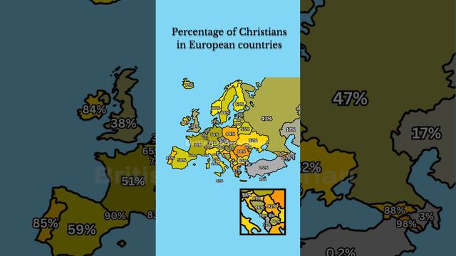 Percentage of Christians in European countries