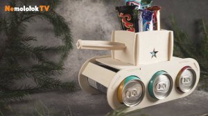 126. Танк для банок с газировкой и шоколадных батончиков. DIY подарок на 23 февраля