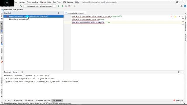 Deploy on Openshift using Intellij Openshift plugin