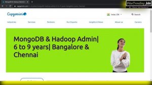 Hadoop & MongoDB Admin| Capgemini Opening 2020 | 6 to 9 years| Bangalore & Chennai