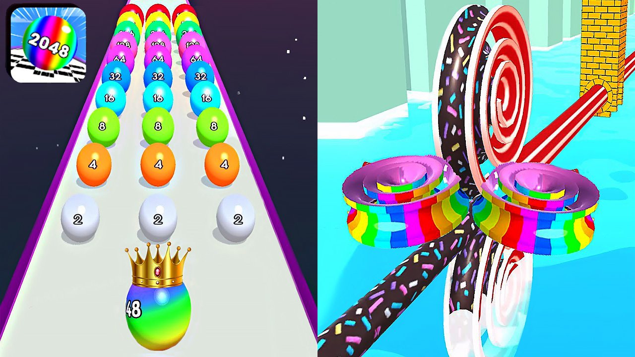 Мобильные игры Ball Run 2048 и Spiral Rider прохождение, геймплей и новые уровни для Android и iOS смотреть онлайн