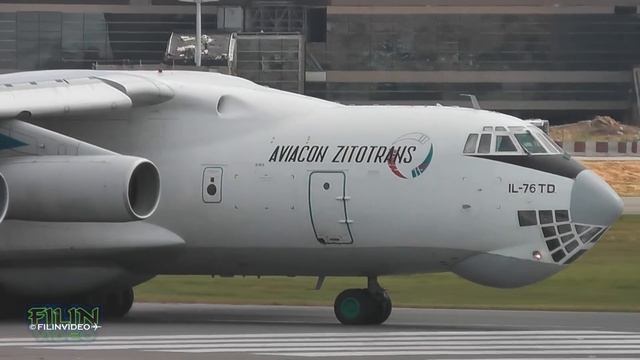 Поющий Ил-76 вылетает в ветреную погоду / Аэропорт Внуково смотреть онлайн