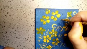 HOW TO DRAW GOLDEN FLOWERS #31 РИСУЕМ ЦВЕТЫ АКРИЛОВЫМИ КРАСКАМИ
