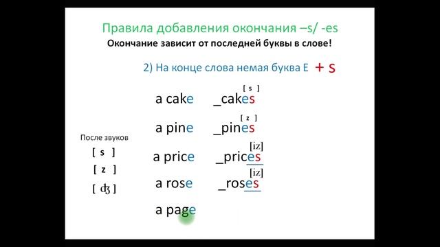 Урок 12. Множественное число существительных. Основное правило.