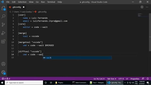 Tornar o Visual Studio code como Merge Tool e Editor padrão no Git | by Luiz Fernando de Santana смотреть онлайн