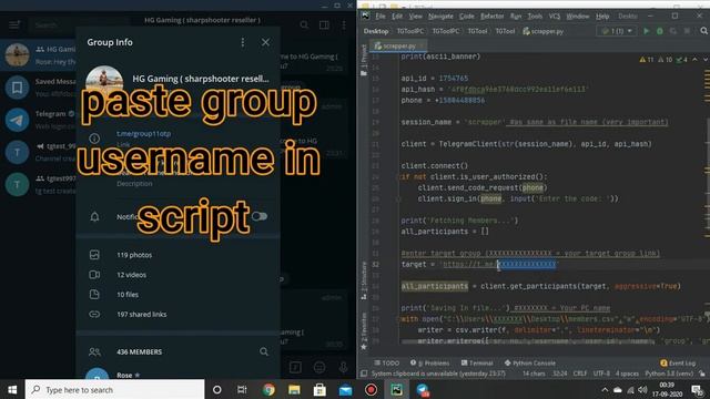 How to Setup PyCharm and Scrap Members from telegram group смотреть онлайн