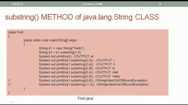String API in Java | #9 | substring() and subSequence() Methods of the String Class in Java