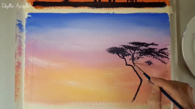 Giraffe Silhouette Acrylic Painting?Easy Acrylic Painting For BeginnersPainting TutorialSatisfyin