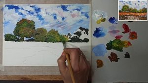 ?ГУАШЬ. Рисунок гуашью "Летний пейзаж"/живопись для начинающих/Марина Бердник