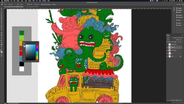 Doodle Art In Photoshop Step by Step I Photoshop Digital Painting I Wacom Digital Art