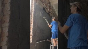 Цементно-известковая штукатурка  механизированным способом
