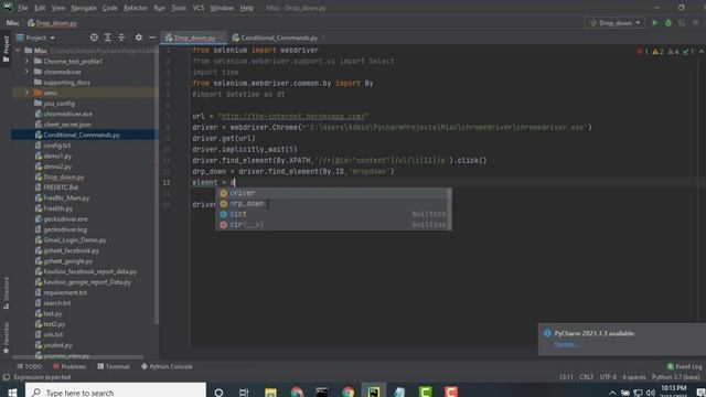 Working on DROP DOWN List in Selenium with python || by Ravi Kumar
