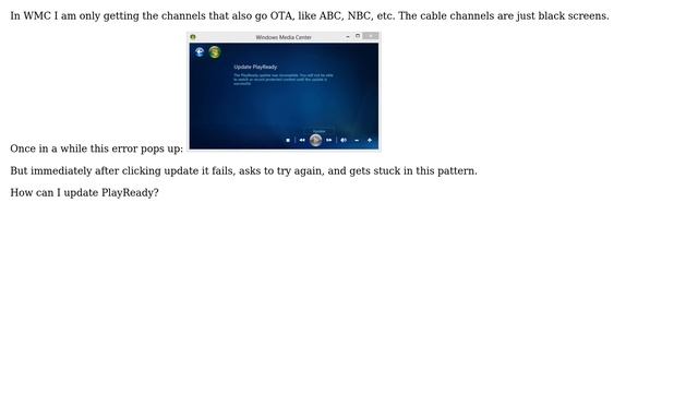 Can't Update PlayReady In Windows Media Center