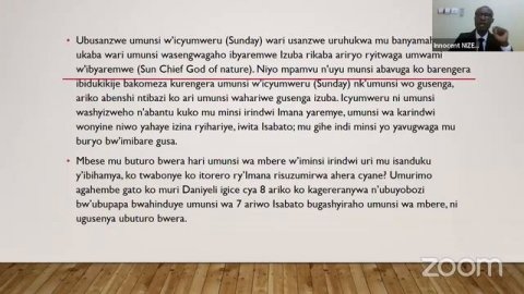 ISHURI RY'ABAHANUZI (026): ISABATO IKIMENYETSO CYO KWEZWA. Innocent NIZEYIMANA