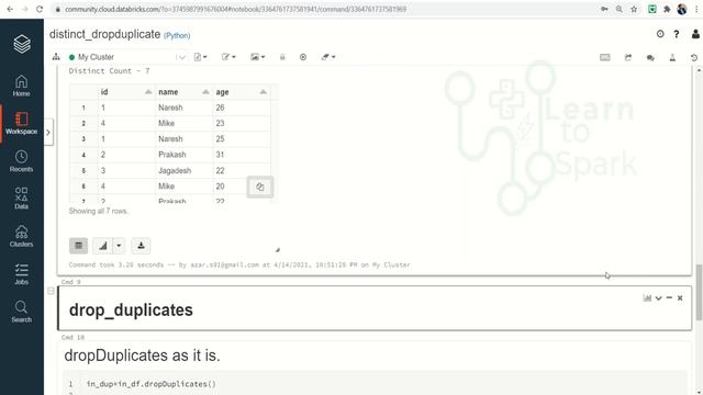 Apache Spark | Distinct Vs Drop Duplicates | Basic of Spark SQL | LearntoSpark смотреть онлайн