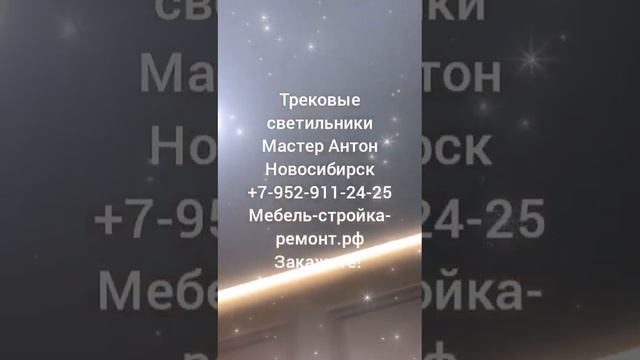 натяжной потолок с теневыми профилями и трековыми светильниками в Новосибирске 8-952-911-24-25 ???