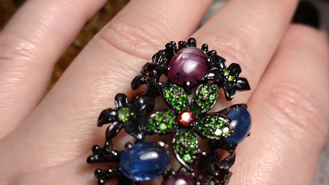 Султанит ???и другие любимые Самоцветы в Чёрном покрытии по Серебру ?️?️?️ смотреть онлайн