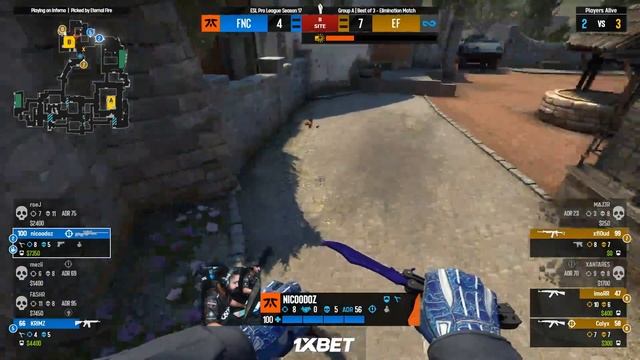 Eternal Fire vs. fnatic - Map 1 [Inferno] - ESL Pro League Season 17 - Group A смотреть онлайн