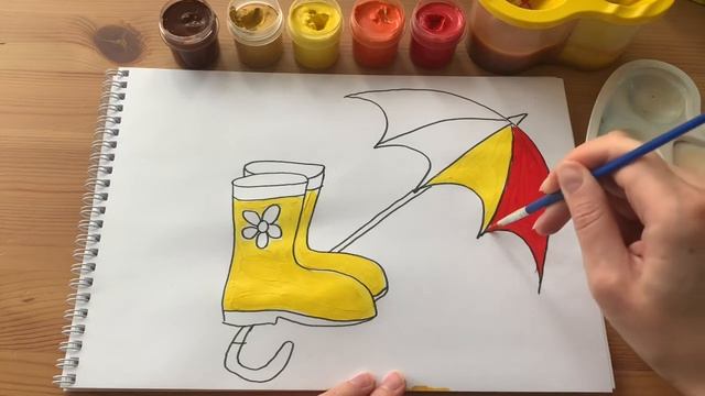 ОСЕННИЙ РИСУНОК / Урок рисования для детей/ Рисуем осенние атрибуты смотреть онлайн