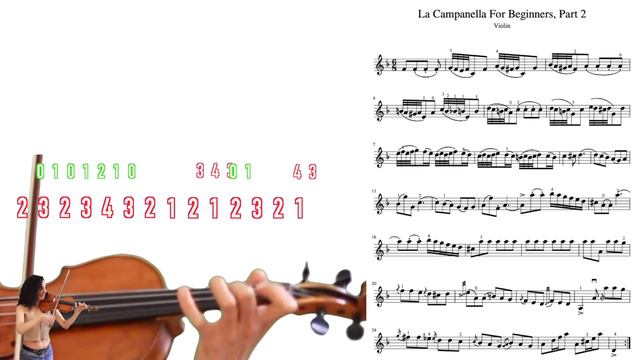 La Campanella  SLOW MOTION Violin Tutorial With Color Coded Strings  Sheet Music  Part 2