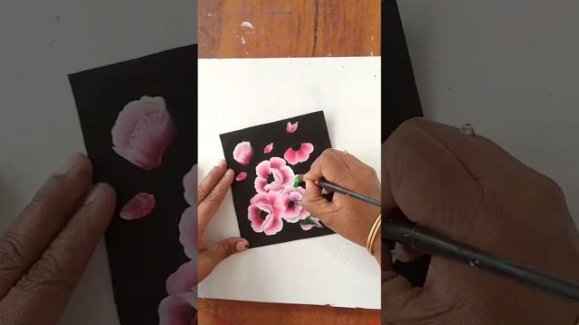 one stroke flower painting for Beginners #shorts #easy flower painting