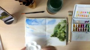 Картина акварелью Родные просторы. Speed painting