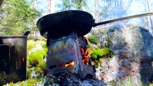 Два дня походов в лес,лагерь в лесу,печка щепочница,армейский котелок.