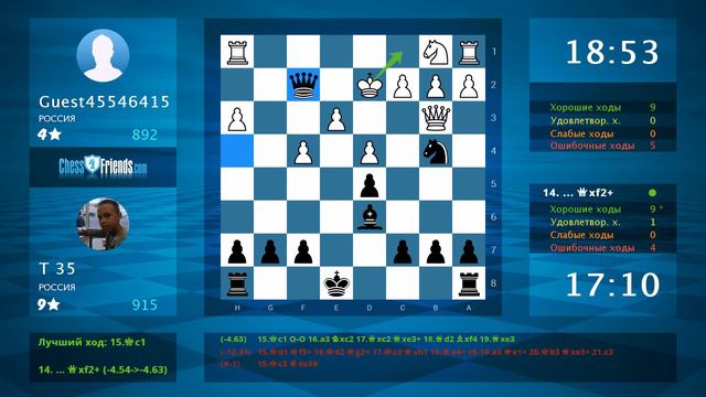 Анализ шахматной партии: Guest45546415 - Т 35, 0-1 (по ChessFriends.com)