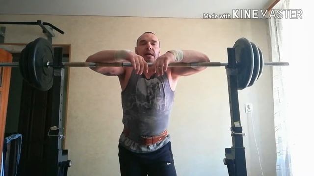 Жим штанги стоя.качаем плечи.