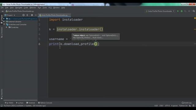 Download Instagram Profile Photo using Python #instahacks|#pythonProgramming|#Pythonprojects ".