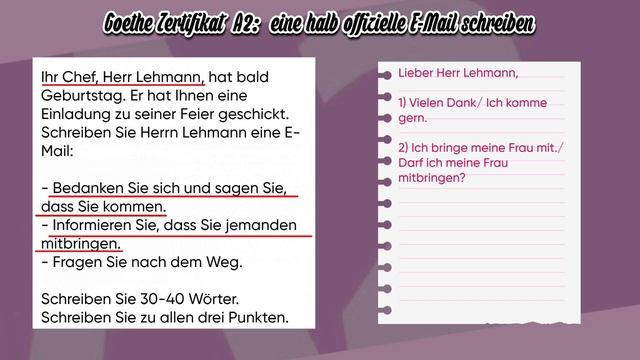 Goethe Zertifikat A2: Schreiben, Teil 2 - Как написать полуофициальное письмо на уровне А2?! смотреть онлайн