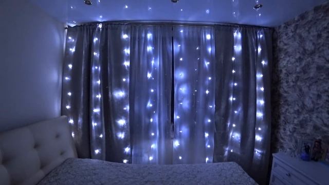 Электрическая гирлянда Штора IKO Светодиодная 3х2м от сети 220В белое/холодное свечение смотреть онлайн