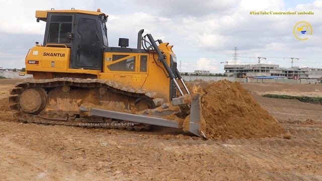 Bulldozer Operator Skills - Bulldozer Push The New Filling Soil With Dump Truck Unloading Soil More