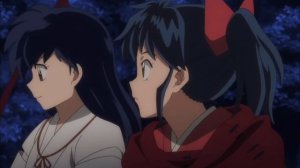 Yashahime: Inuyasha and his wife Kagome with their daughter Moroha in a cute soft moment!
