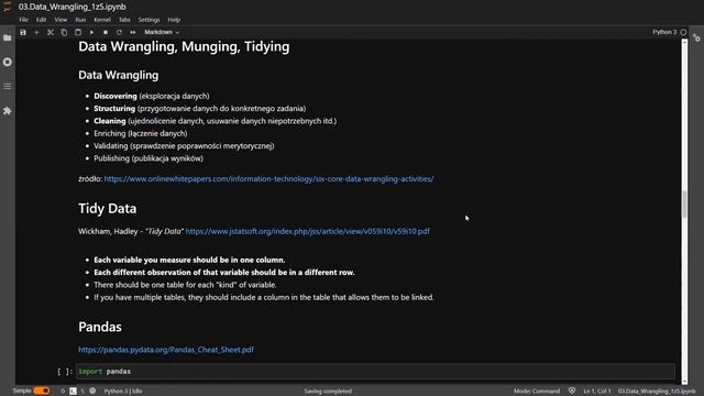 3 - Python w Data Science - Data Wrangling z Pandas (1 z 5)) смотреть онлайн