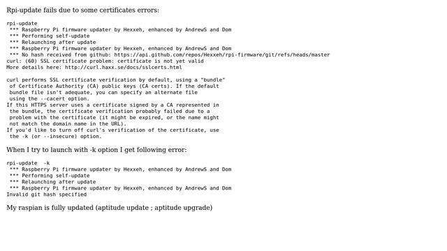 Raspberry Pi: rpi-update SSL certificate problem смотреть онлайн