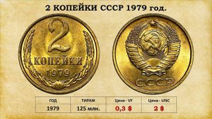 2 копейки СССР 1961 – 1991 года, цена. Монеты регулярного чекана, без разбора по разновидностям.