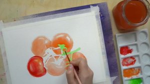 Как нарисовать яркий томат акварелью | How to paint a rich red tomato in watercolors