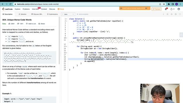 Leetcode Java - Easy - Unique Morse Code Words - Linear Single Pointer смотреть онлайн