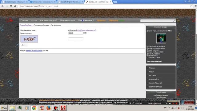 #9.Создание проекта Minecraft.DLE баланс пользователя смотреть онлайн