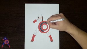 Раскраска Капитан Америка / Coloring Captain America / Как раскрасить раскраску Капитана Америка