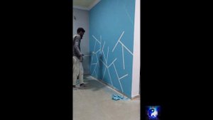Лайфхак. Дизайн стены при помощи скотча. #Shorts