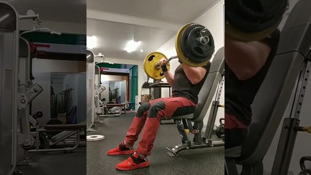 Подъем штанги на бицепс сидя 70kg. z гриф смотреть онлайн