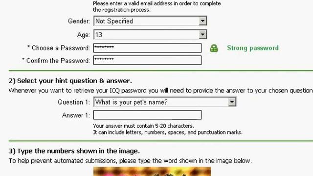 Регистрация ICQ номера (iicq.ru) смотреть онлайн